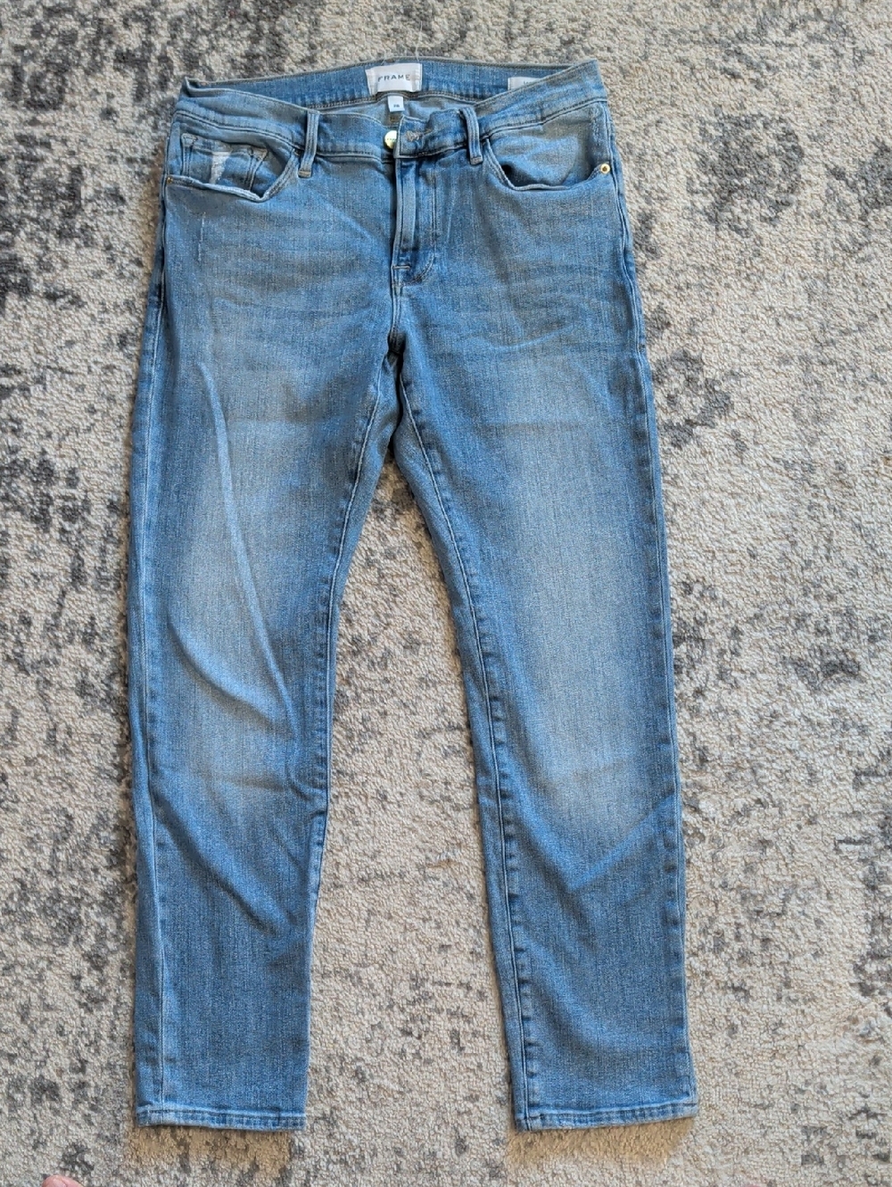 Frame Le Garcon Denim Skinny Jeans in Light Blue Wash